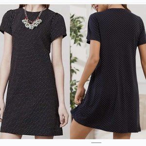 Anthropologie Maeve Size Polka Dot Black Shift Dress Short Sleeve Lined